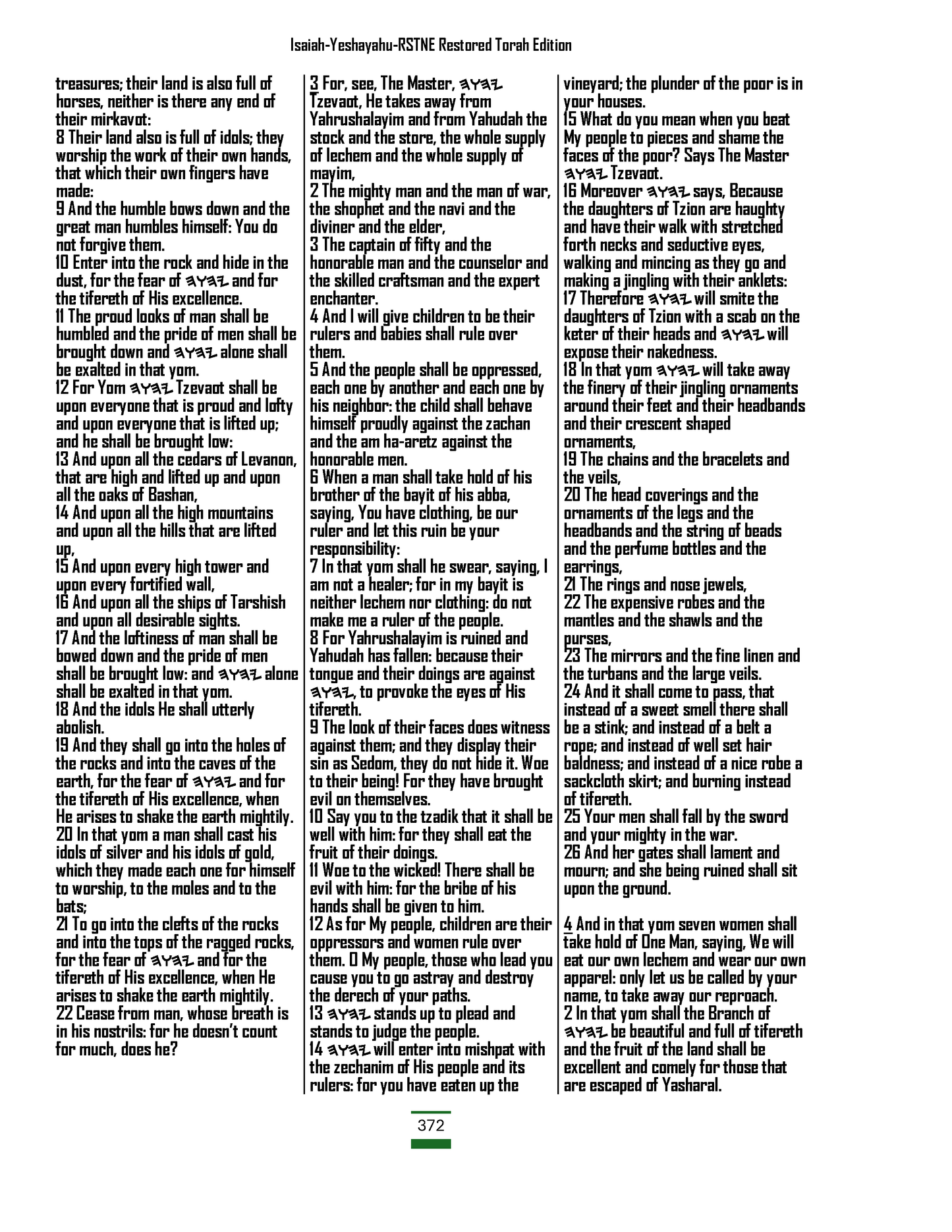 The Restoration Scriptures True Name Restored Torah Eighth Edition In Modern English.