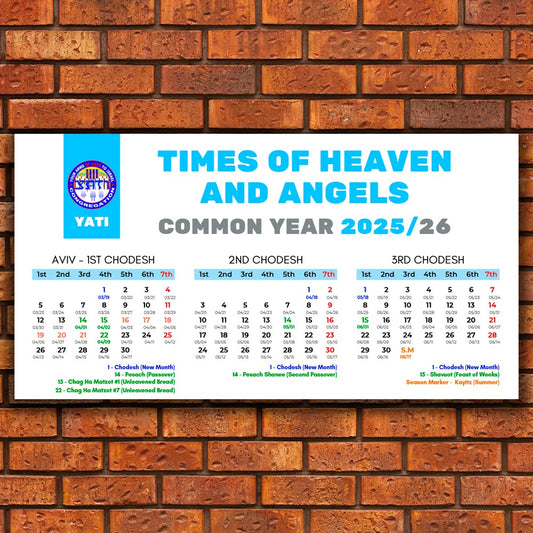 TIMES OF HEAVEN AND ANGELS-COMMON YEAR 2025/26-Laminated Chart