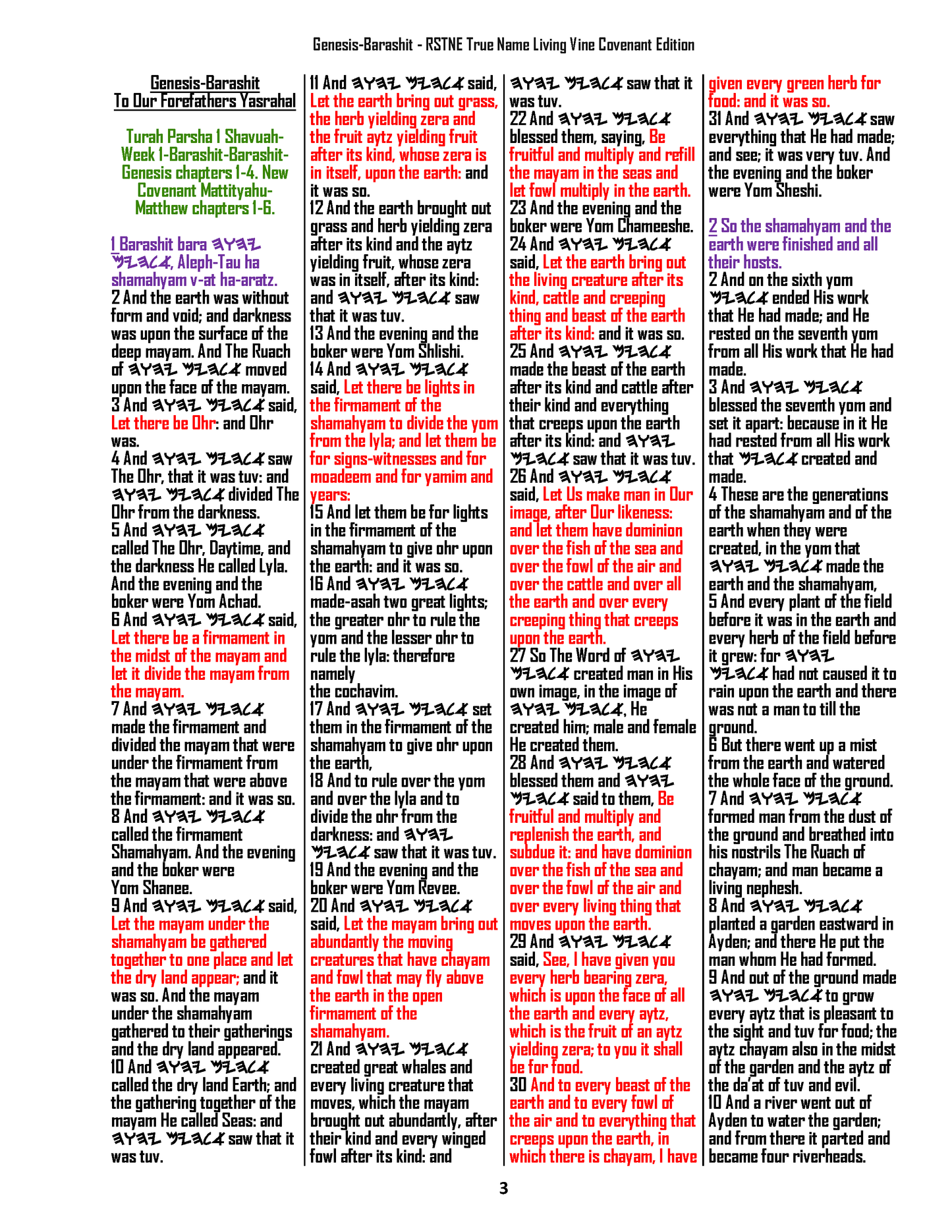 Restoration Scriptures True Name Living Vine Covenant Version Gen-Rev Hardcover-Multicolor LARGER PRINT