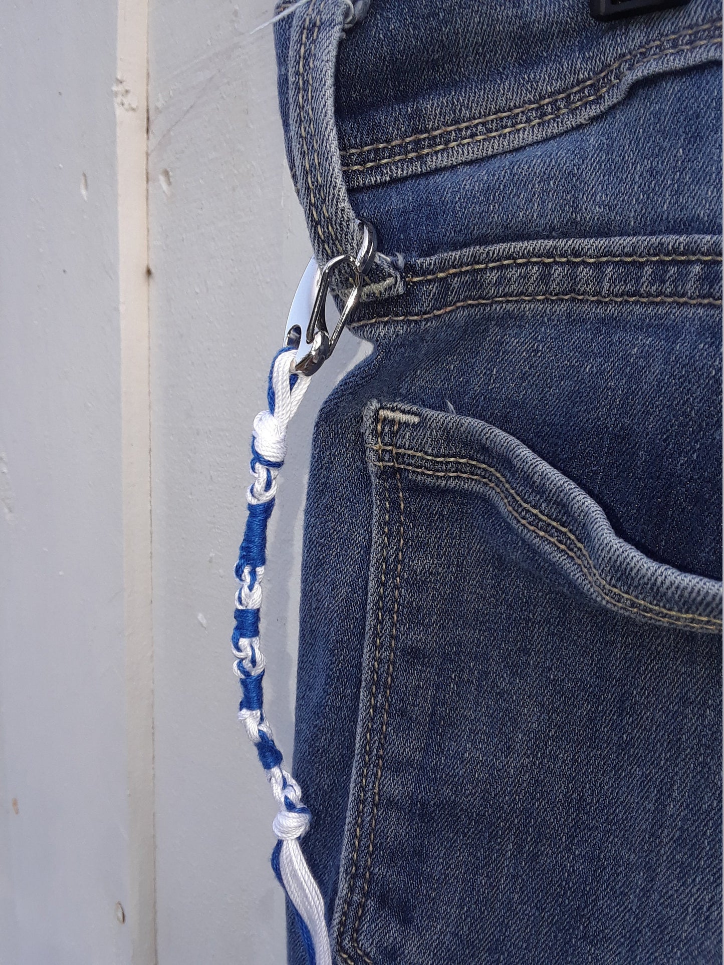 TZITZIT w/ SILVER CLIPS in Traditional Blue White Knotted With Yah's Name (10-5-6-5)