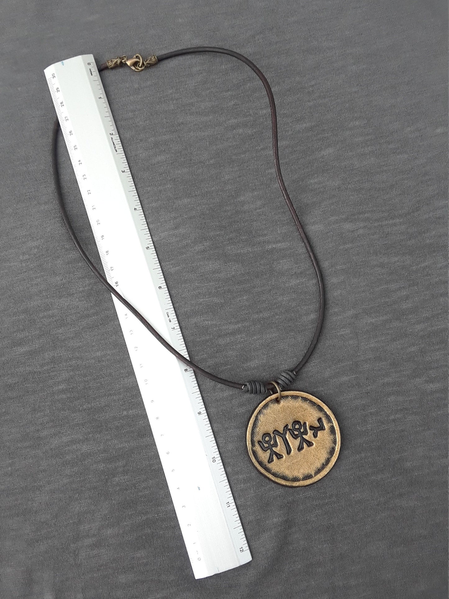 PENDANT-YHUH-Black on GOLD- Unique Leather Necklace With Abba's-Father's Kadosh Name In Ancient PictoGraphic Hebrew Letters