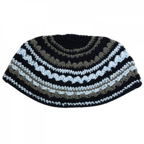 Frik Kippah in Blue, Gray and Black Stripes (This Is An All Sales Final Item)
