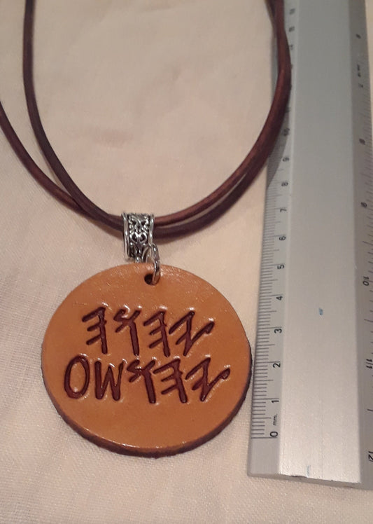 PENDANT--ABBA Father and Son- Yah & Yahusha's Name in Paleo Hebrew; Hand-Made Leather Necklace
